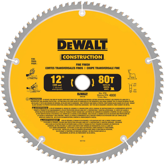 DeWalt 12" 80T Thin Kerf Mitre Saw Blade