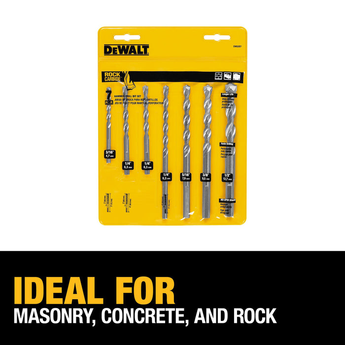 DeWalt 7 pc. Premium Percussion Masonry Drill Bit Set