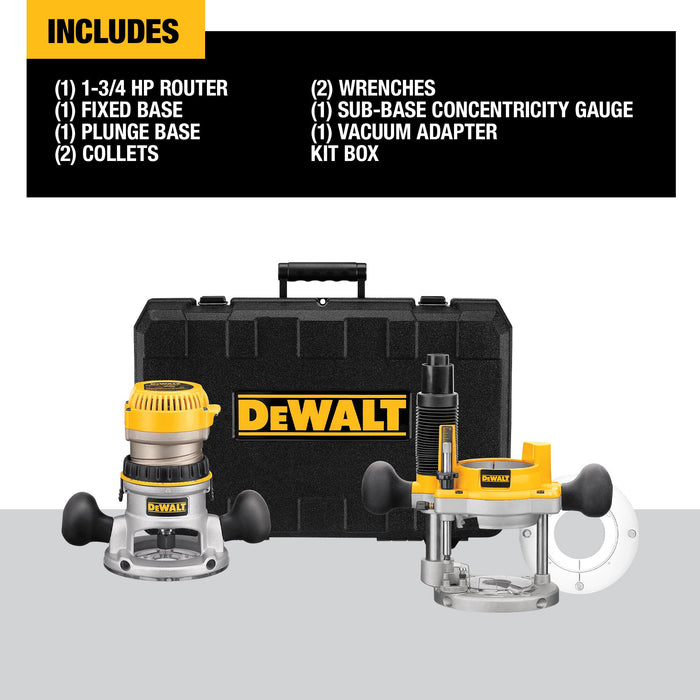 DeWalt 1-3/4 HP Fixed Base/Plunge Router Combo Kit