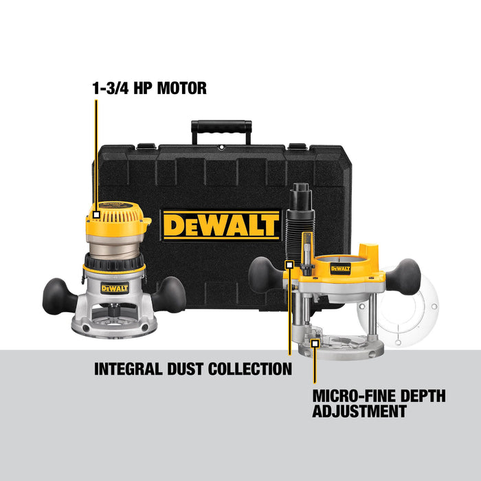 DeWalt 1-3/4 HP Fixed Base/Plunge Router Combo Kit