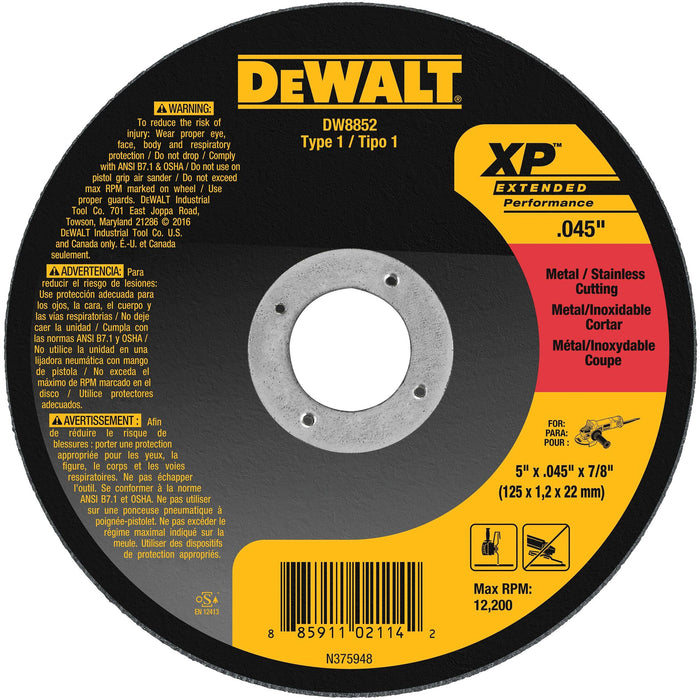 DeWalt XP ZipCut Cut-Off Wheel - 5" x .045" x 7/8"