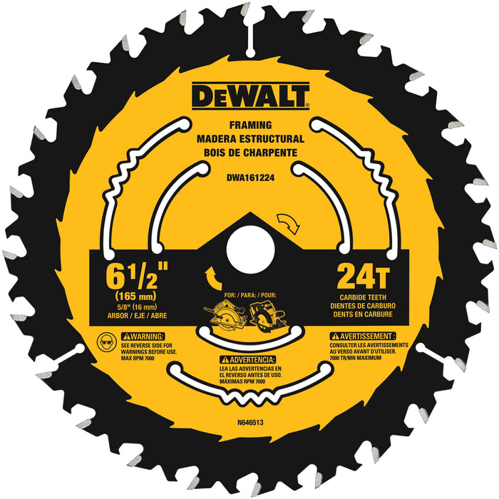 DeWalt 6-1/2" 24T Carbide Circular Saw Blade