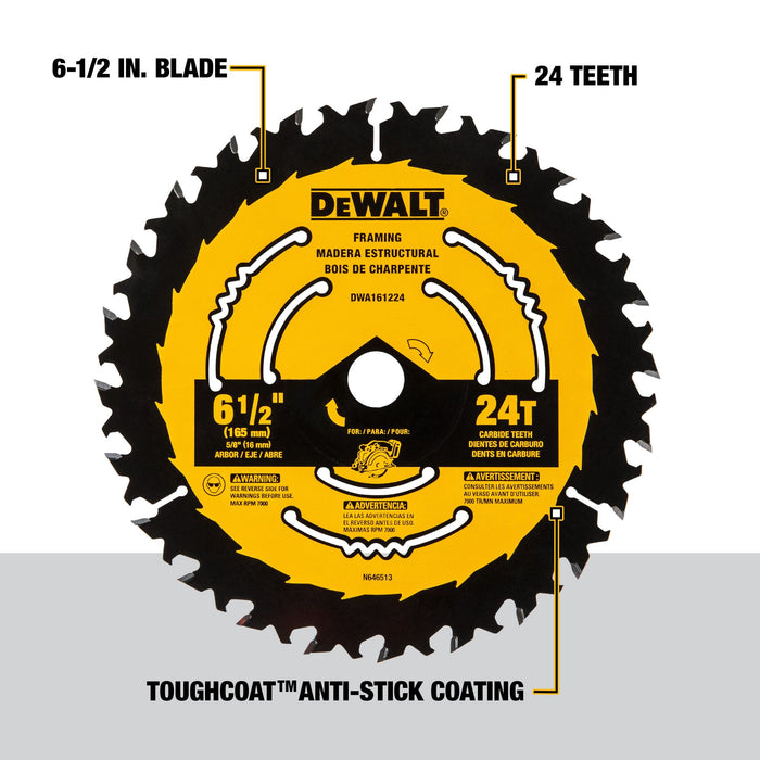 DeWalt 6-1/2" 24T Carbide Circular Saw Blade