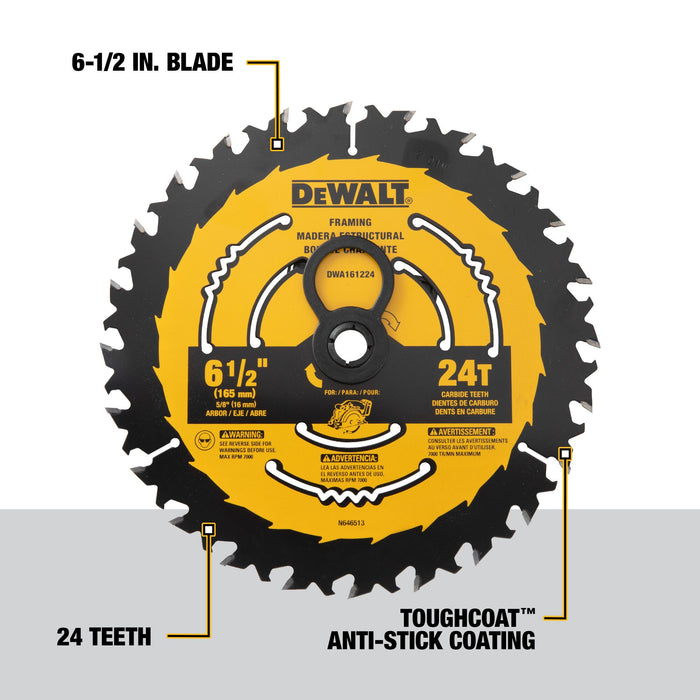 DeWalt 6-1/2" 24T Carbide Circular Saw Blade