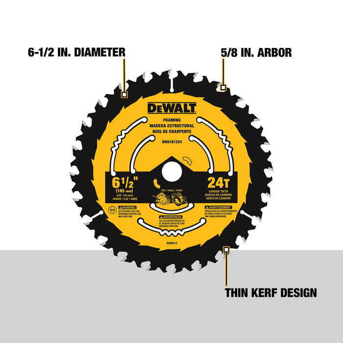 DeWalt 6-1/2" 24T Carbide Circular Saw Blade