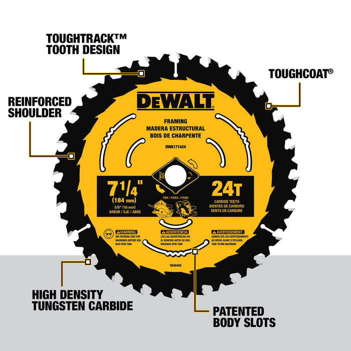 DeWalt 7-1/4" 24T Carbide Circular Saw Blade