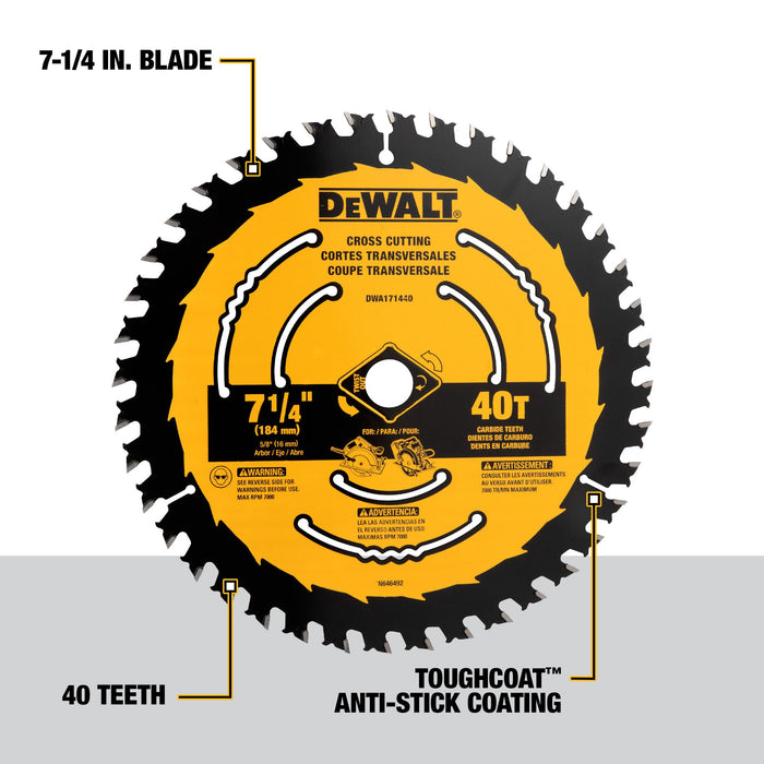 DeWalt 7-1/4" 40T Carbide Circular Saw Blade