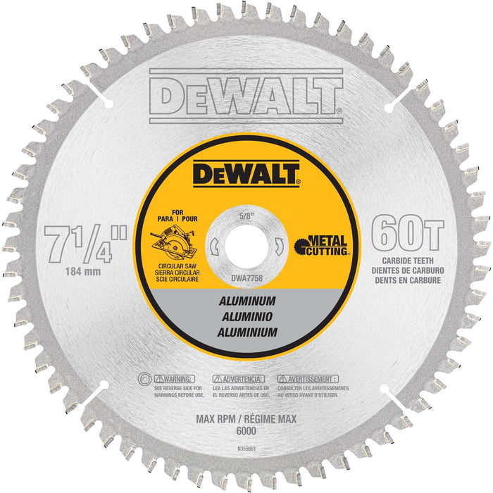 DeWalt 7-1/4" 60T Aluminum Metal Cutting Saw Blade