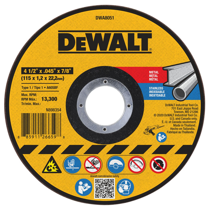 DeWalt General Purpose Cut-Off Wheel - 4-1/2" x .045" x 7/8"