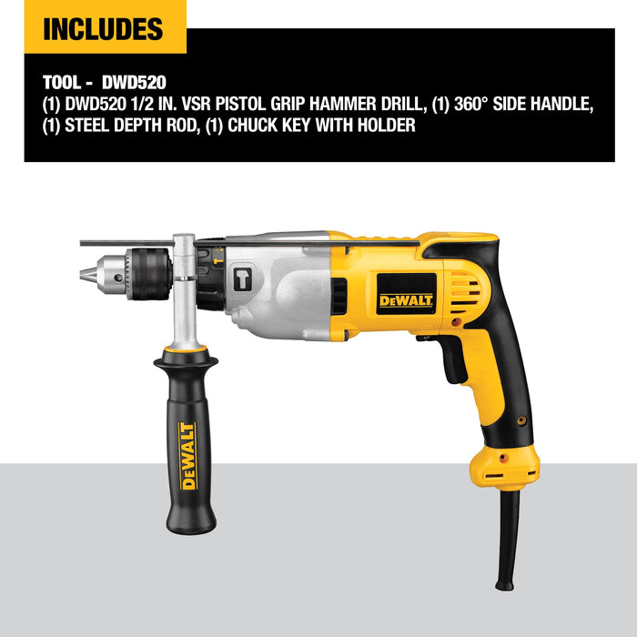 DeWalt VSR 1/2" 2-Speed Pistol Grip Hammer Drill Kit