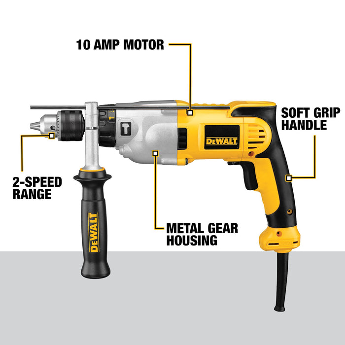 DeWalt VSR 1/2" 2-Speed Pistol Grip Hammer Drill Kit