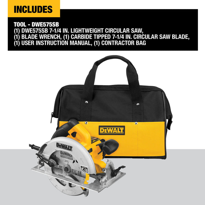 DeWalt 7-1/4" 15A Lightweight Circular Saw w/ Contractor Bag