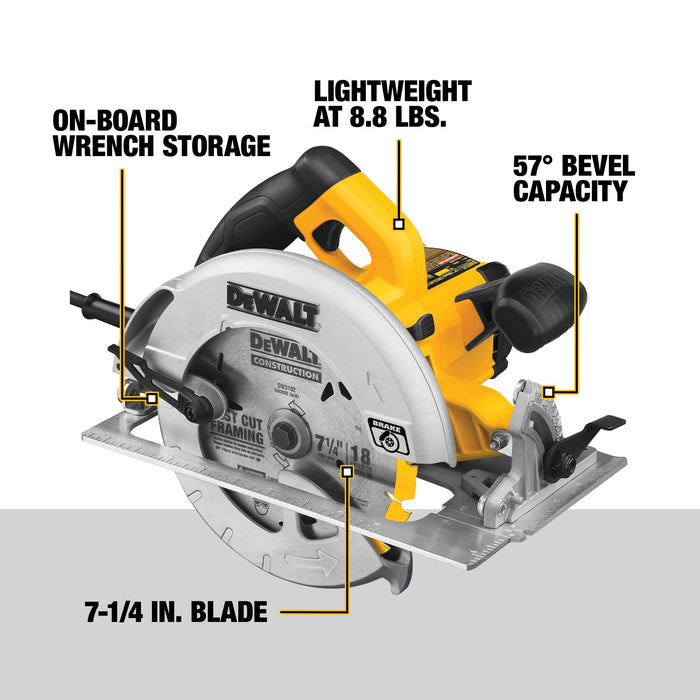 DeWalt 7-1/4" 15A Lightweight Circular Saw w/ Contractor Bag