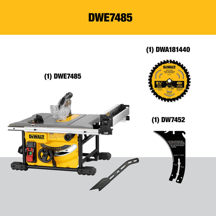 DeWalt 8-1/4" Compact Jobsite Table Saw - 24.5" Rip Capacity