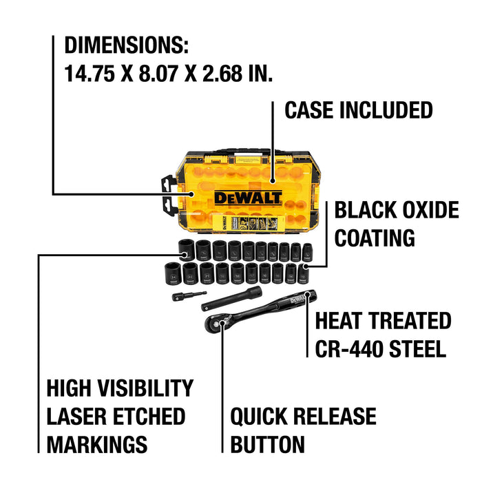 DeWalt 23 pc. 1/2" Drive Impact Socket Set