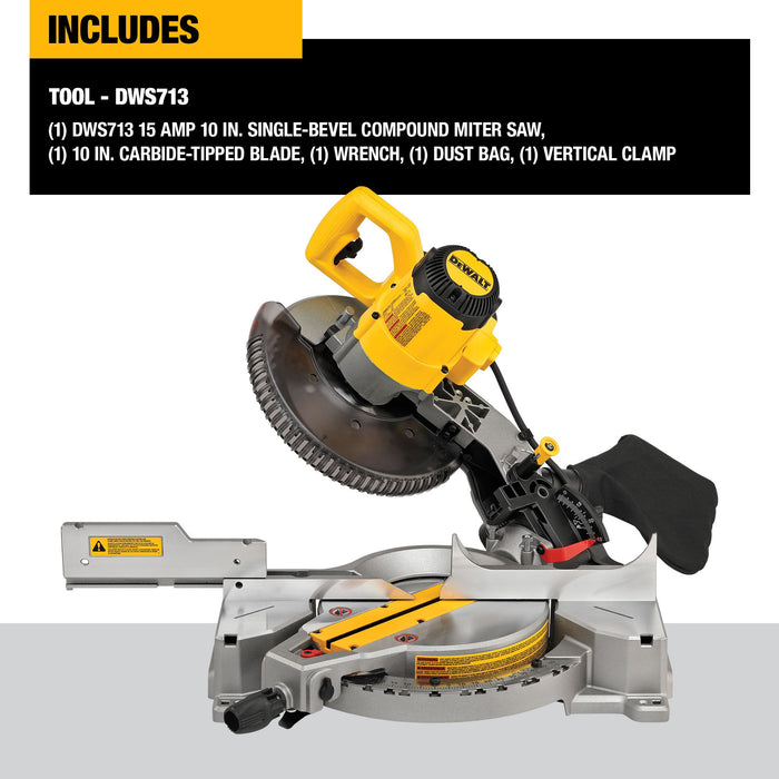 DeWalt 10" 15A Electric Single-Bevel Compound Mitre Saw