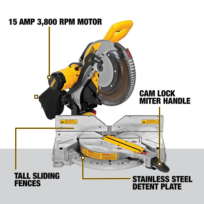 DeWalt 12" 15A Electric Dual-Bevel Compound Mitre Saw