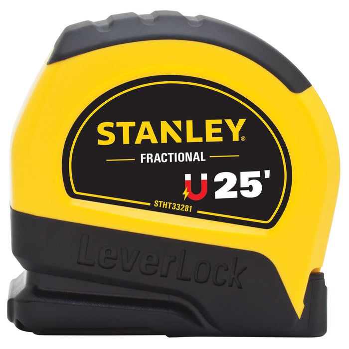 Stanley 25ft Magnetic Tip/Fractional Read Leverlock Tape Measure