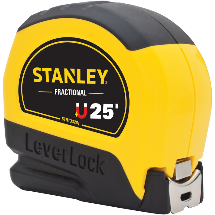 Stanley 25ft Magnetic Tip/Fractional Read Leverlock Tape Measure