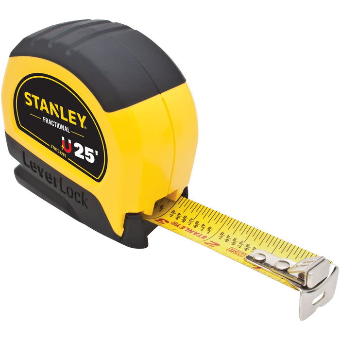 Stanley 25ft Magnetic Tip/Fractional Read Leverlock Tape Measure