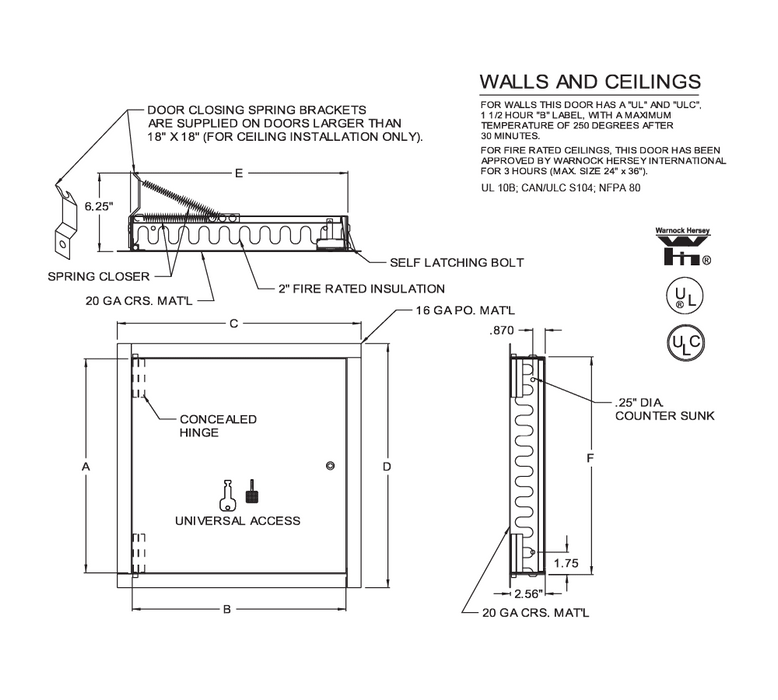 Acudor FW-5050 Fire Rated Insulated Metal Access Door
