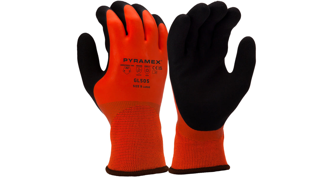 Pyramex Insulated Double Dipped Latex Polyster Winter Glove