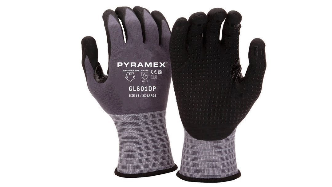 Pyramex Dipped Micro-Foam Nitrile Coated Gloves w/ Dotted Palm