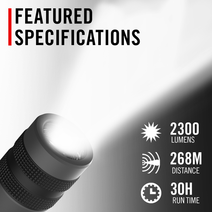 Coast G70 Waterproof Dual Power Pure Beam Focusing Flashlight