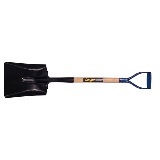 Cougar Wood D-Grip Handle Square Point Shovel