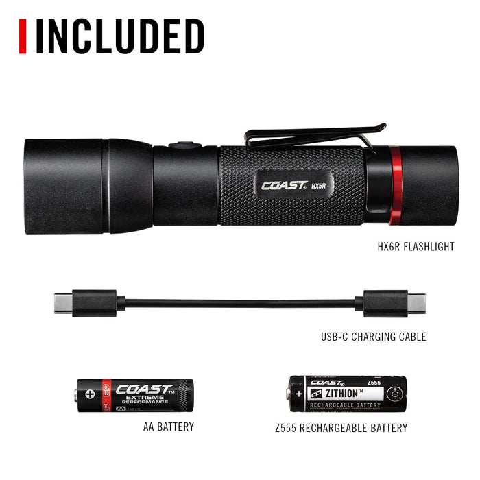 Coast HX5R Rechargeable Pure Beam Focusing Flashlight