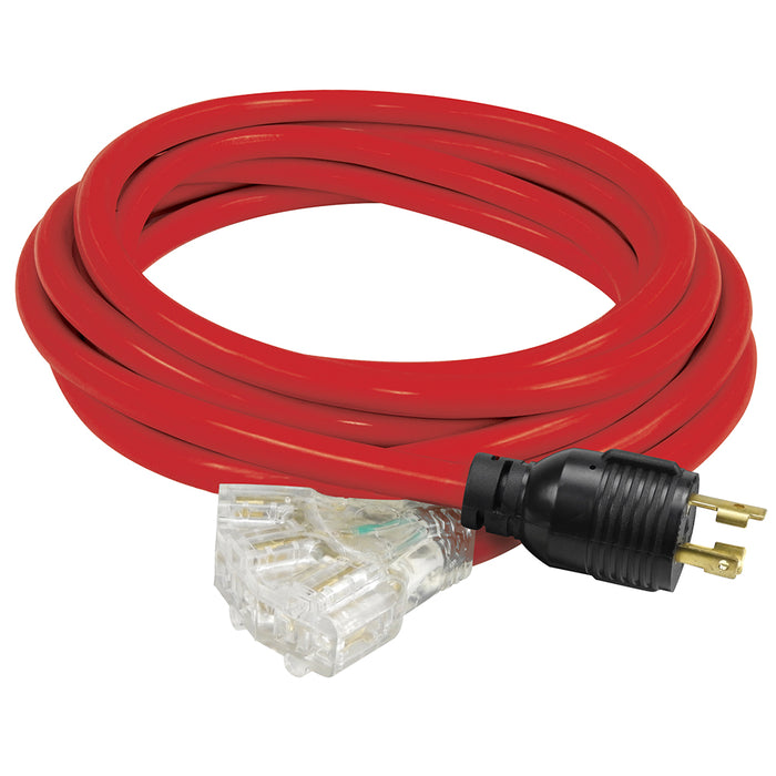 King 25FT Generator Extension Cord 30A w/ Triple Tap