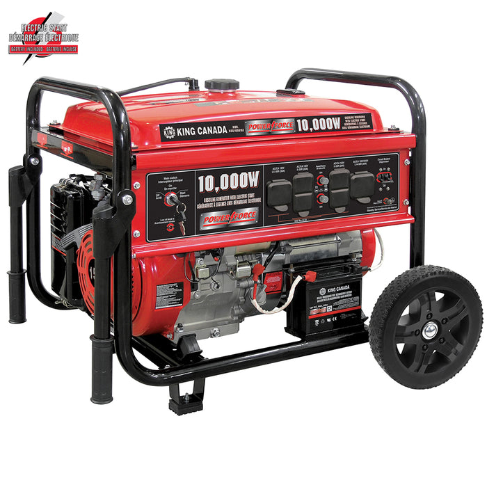 King 10,000W Gas Generator c/w Electric Start & Wheel Kit