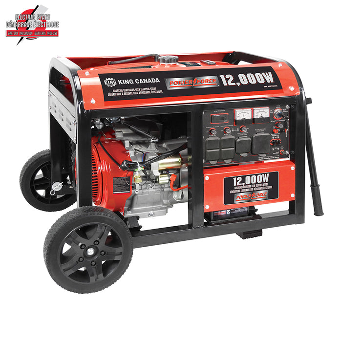 King 12,000W Gas Generator c/w Electric Start & Wheel Kit