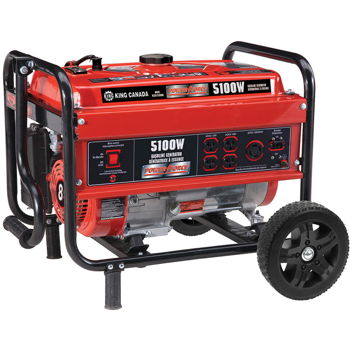 King 5100W Gas Generator c/w Wheel Kit