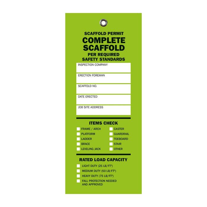 Metaltech Complete Scaffold Inspection Tag (Green)