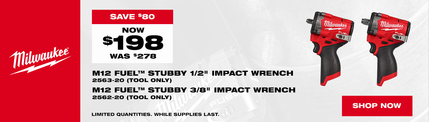M12 FUEL STUBBY IMPACT WRENCH TOOL ONLY 2563 20 2562 20 08.01 10.31.2026 1400X400