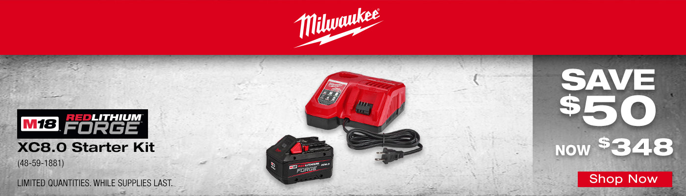M18 FORGE XC8.0 STARTER KIT 48 59 1881 05.01 07.31.2026 1400x400