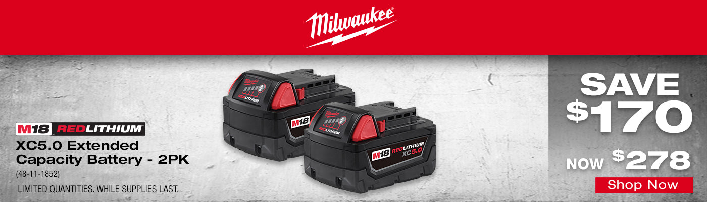 M18 XC5.0 BATTERY 2PK 48 11 1852 05.01 07.31.2026 1400x400