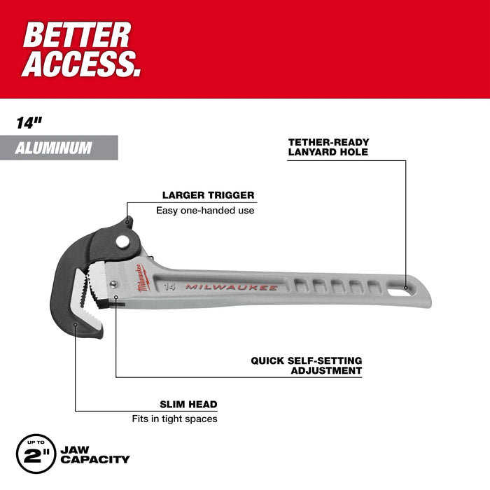 Milwaukee 14" Aluminum Self-Adjusting Pipe Wrench