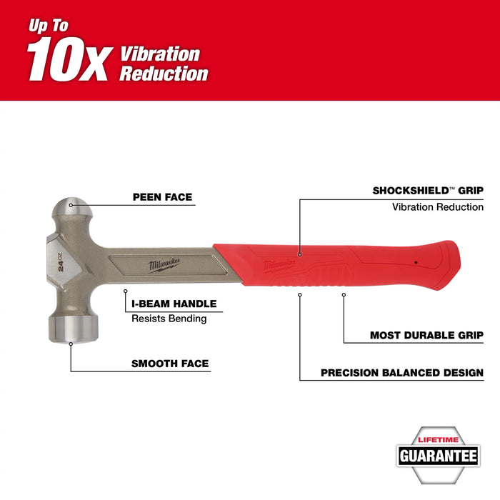Milwaukee 24oz STEEL BALL PEEN HAMMER