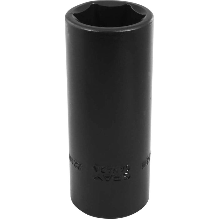 Gray Tools 1/2" Drive, 6 Point Deep Length, Impact Black Industrial Finish Metric Sockets