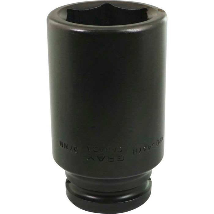 Gray Tools 3/4" Drive, 6 Point Impact Black Industrial Finish, Deep Length Metric Socket