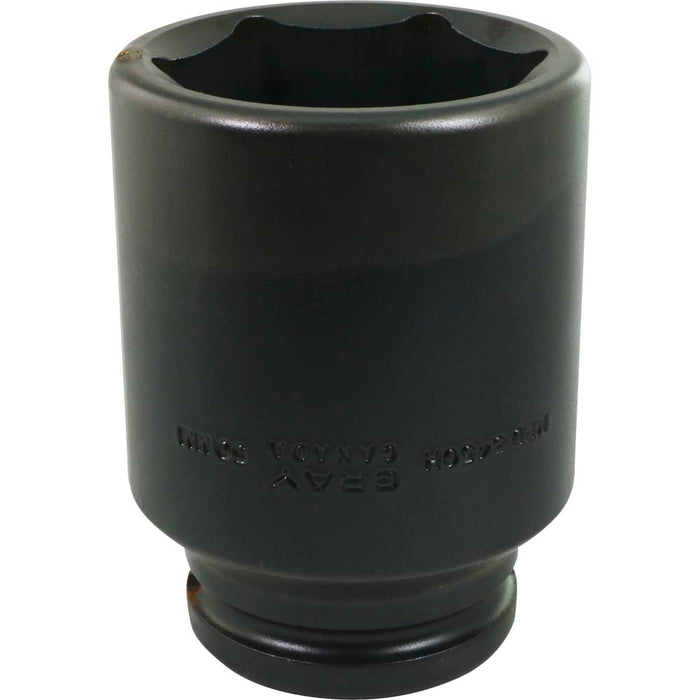 Gray Tools 3/4" Drive, 6 Point Impact Black Industrial Finish, Deep Length Metric Socket