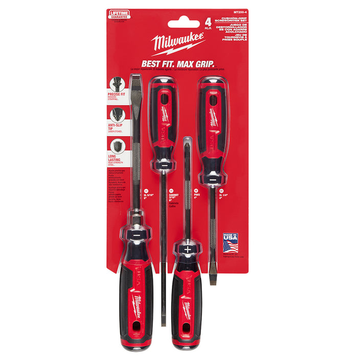 Milwaukee 4 pc. Cushion Grip Screwdriver Set (USA)