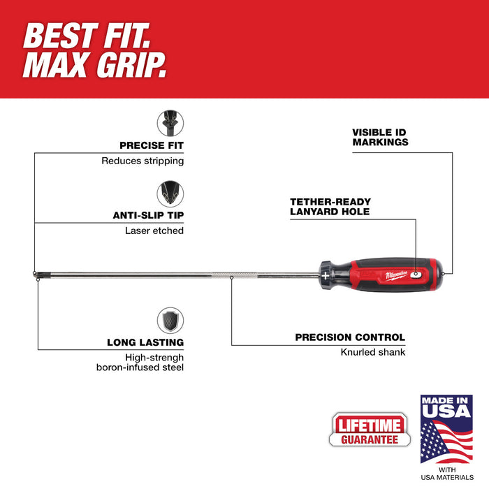 Milwaukee #2 Phillips 10" Cushion Grip Screwdriver (USA)