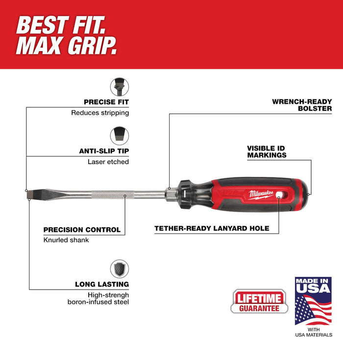 Milwaukee 5/16" Slotted 6" Cushion Grip Screwdriver (USA)