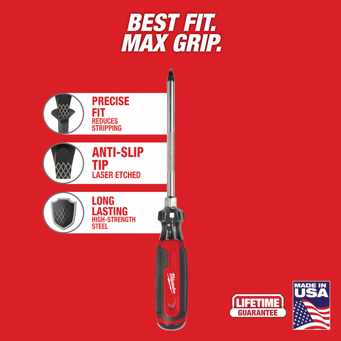 Milwaukee #3 Square 6" Cushion Grip Screwdriver (USA)