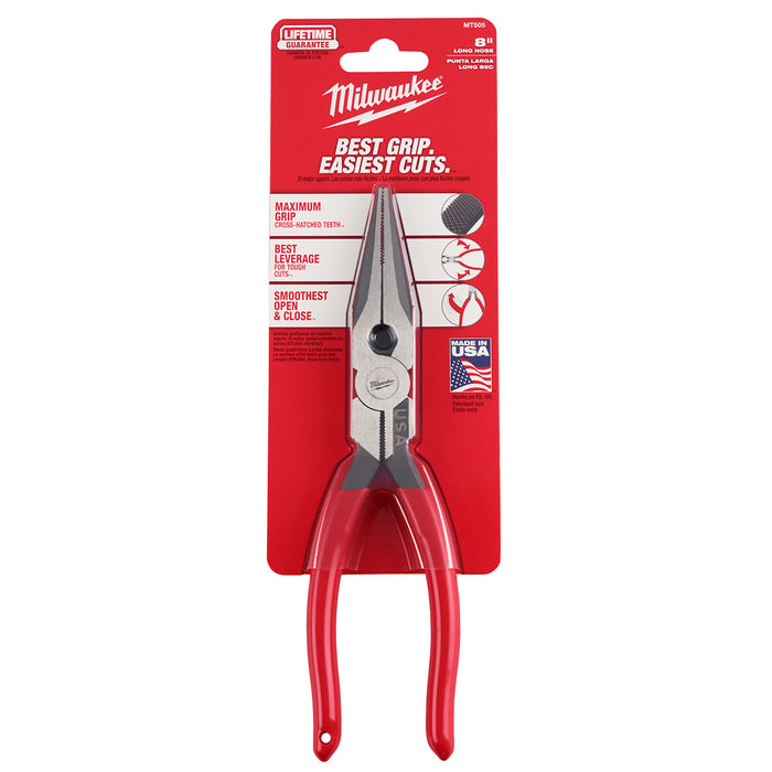 Milwaukee 8" Long Nose Dipped Grip Pliers (USA)