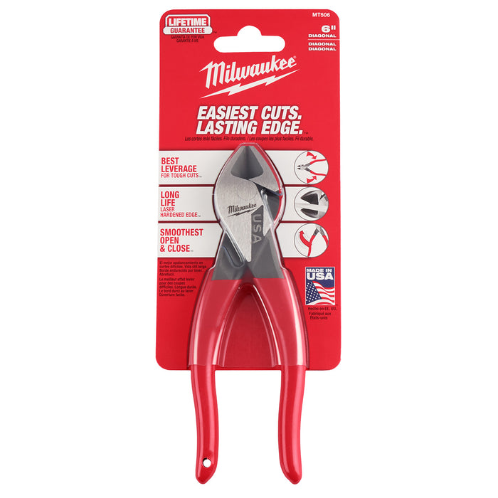Milwaukee 6" Diagonal Dipped Grip Cutting Pliers (USA)