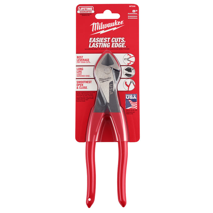 Milwaukee 8" Diagonal Dipped Grip Cutting Pliers (USA)